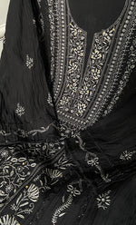 Load image into Gallery viewer, Women's Lakhnavi Handcrafted Mul Chanderi Semi - Stitched Kurta And Dupatta Set - HONC0157508