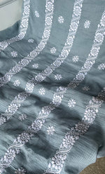 Load image into Gallery viewer, Women&#39;s Lucknowi Handcrafted Kota Cotton Chikankari Unstitched Kurta And Dupatta Set - HONC0312637

