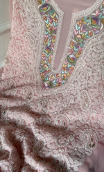 Load image into Gallery viewer, Women&#39;s Lakhnavi Handcrafted Unstitched Faux-Georgette Chikankari Suit Material - HONC0291829
