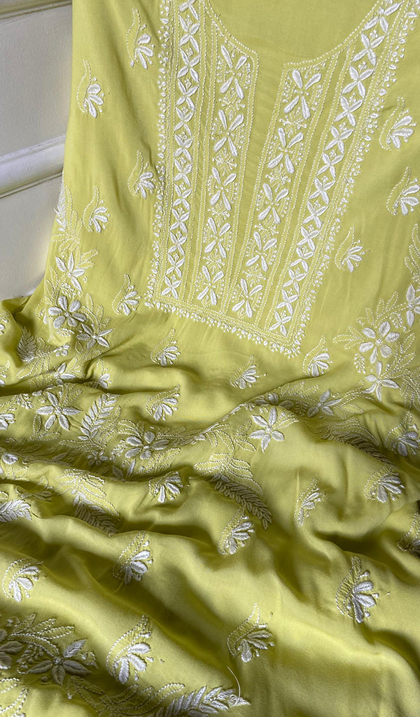 Women's Lakhnavi Handcrafted Modal Cotton Chikankari Suit Material - HONC0275951