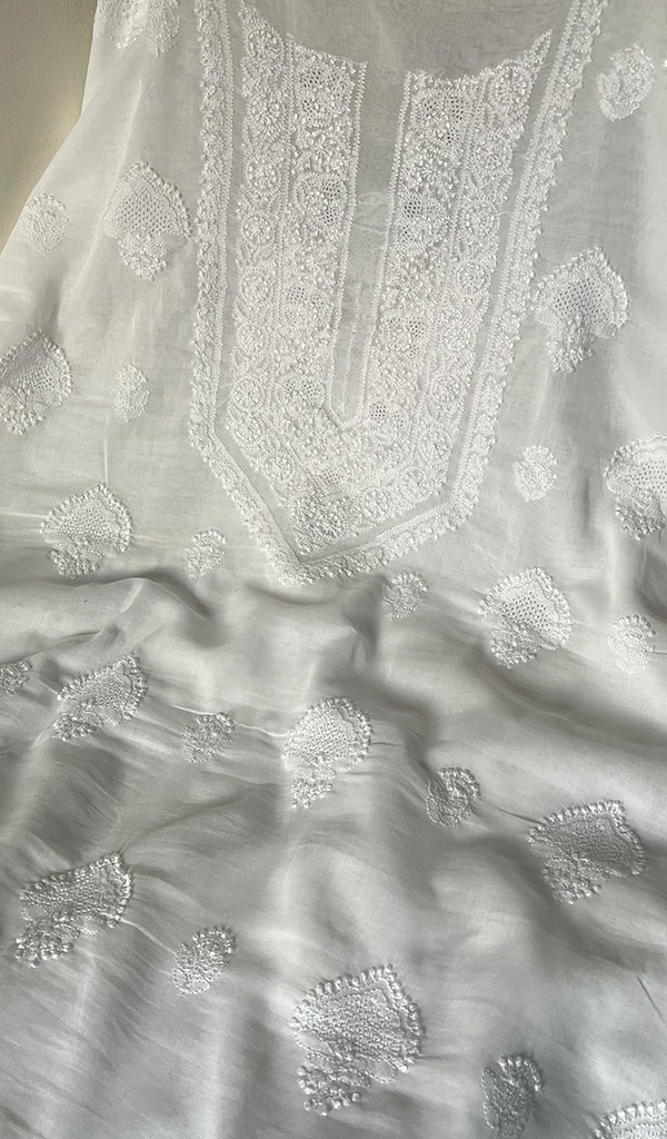 White Cotton Unstitched Kurta And Dupatta