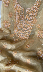 Load image into Gallery viewer, Women&#39;s Lakhnavi Handcrafted Organza Chikankari Unstitched Full Suit Material - HONC0271204
