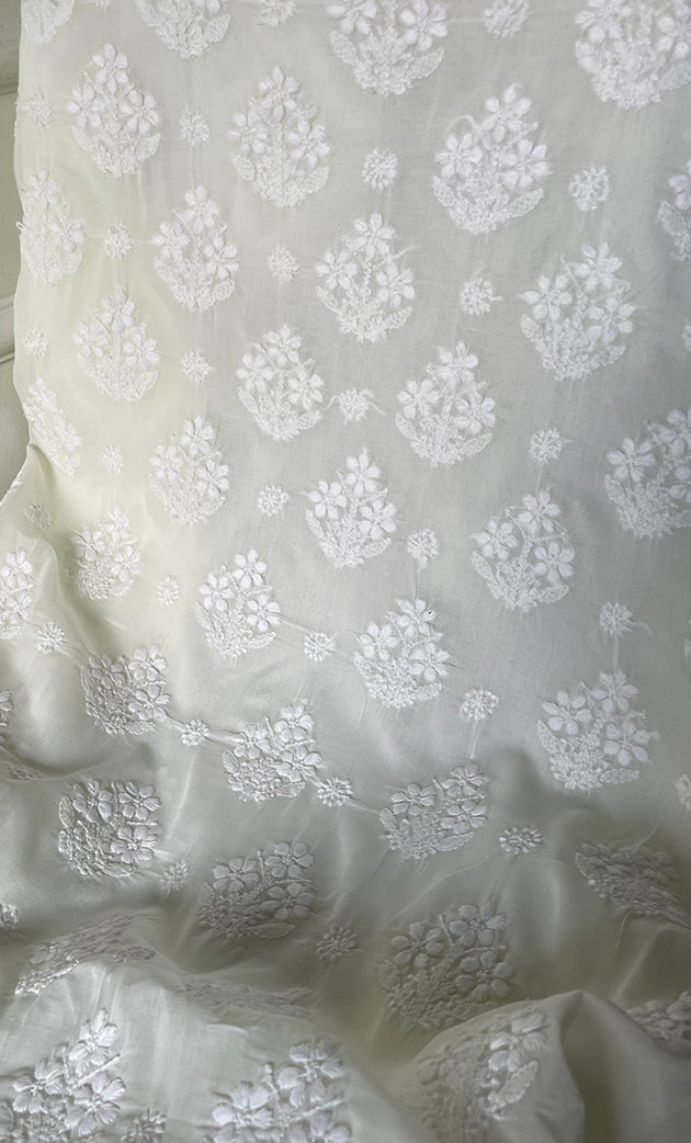 Women's Lakhnavi Handcrafted Unstitched Cotton Chikankari Suit Material - HONC0317376