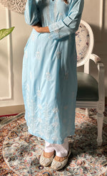 将图像加载到图库查看器中， Women's Lucknowi Handcrafted Cotton Chikankari Kurti - HONC03330811