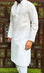 Load image into Gallery viewer, Men&#39;s Lucknowi Handcrafted Cotton Chikankari Kurta - HONC0325971
