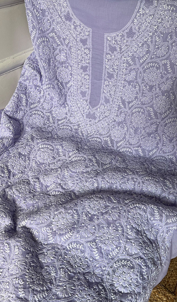 Women's Lakhnavi Handcrafted Unstitched Cotton Chikankari Suit Material - HONC0294097
