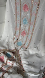 Load image into Gallery viewer, Women's Lucknowi Handcrafted Viscose Georgette Unstitched Chikankari Kurta and Dupatta Set- HONC0329582