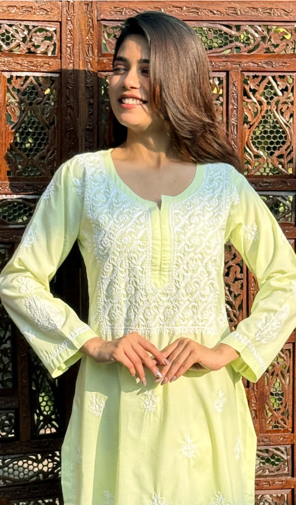 Gulnaaz Women's Lucknowi Handcrafted Cotton Chikankari Kurti-HONC0148338