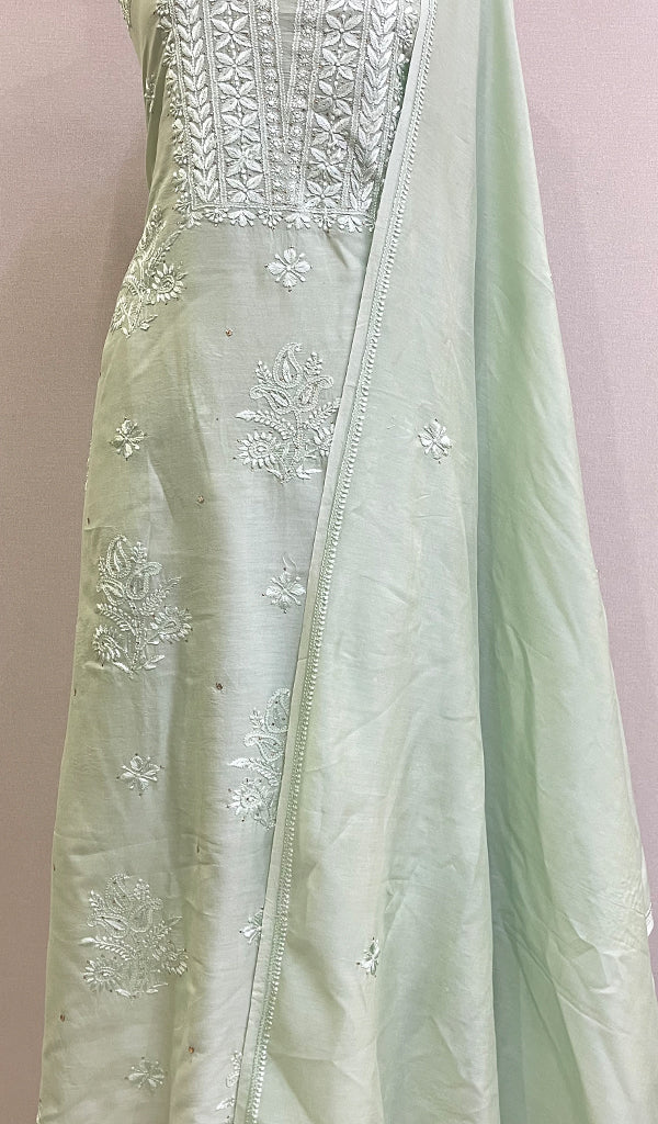 Women's Lakhnavi Handcrafted Chanderi Silk Chikankari Full Suit - HONC0205602