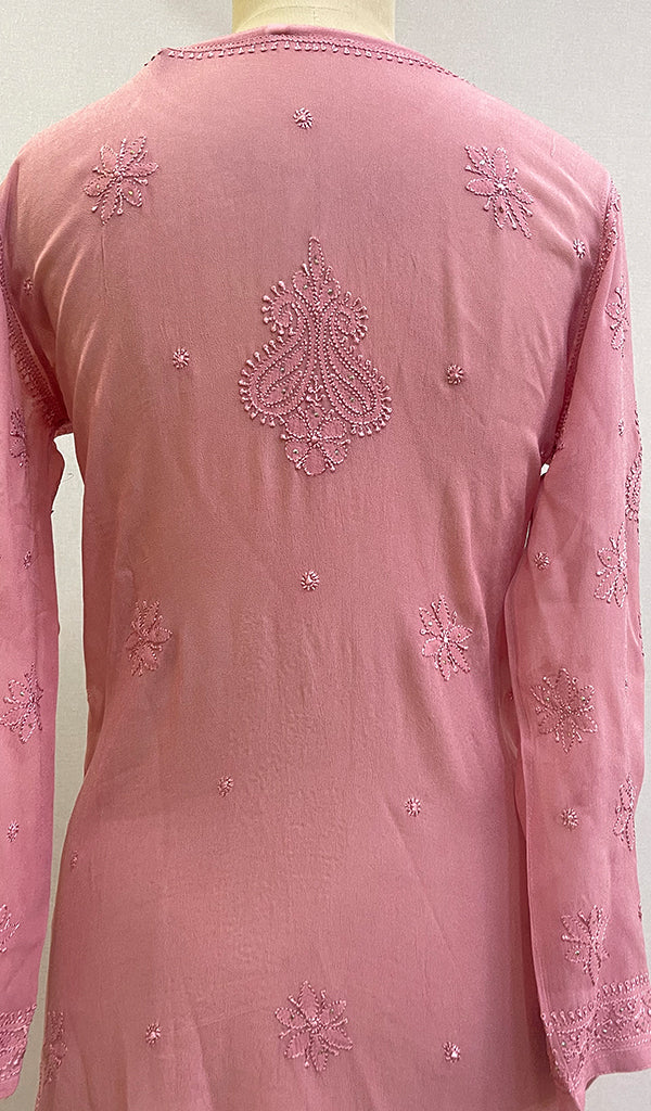Sadaf Women's Lakhnavi Handcrafted Viscose Georgette Chikankari Kurti - HONC0204853