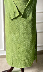 将图像加载到图库查看器中， Yusra Women's Lakhnavi Handcrafted Viscose Georgette Chikankari Kurti- HONC03338130