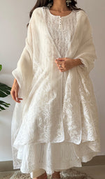 Load image into Gallery viewer, Women's Lucknowi Handcrafted Pure Organza Silk Chikankari Dupatta - HONC0380140