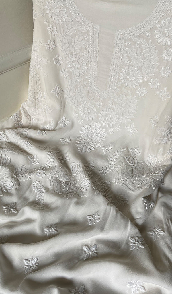 Women's Lakhnavi Handcrafted Modal Cotton Chikankari Suit Material - HONC0275948
