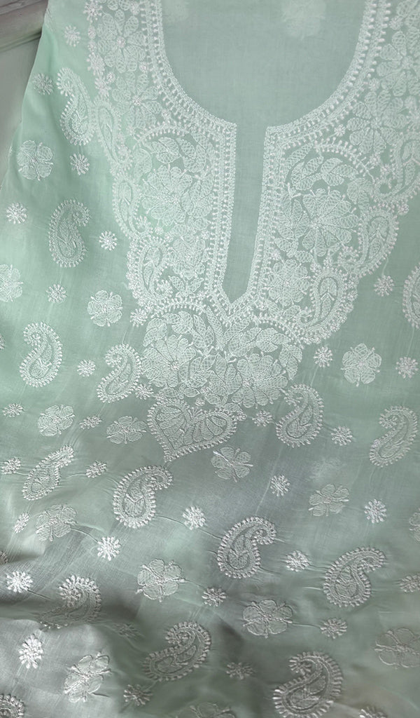 Women's Lakhnavi Handcrafted Cotton Chikankari Unstitched Kurti Fabric - HONC0367467