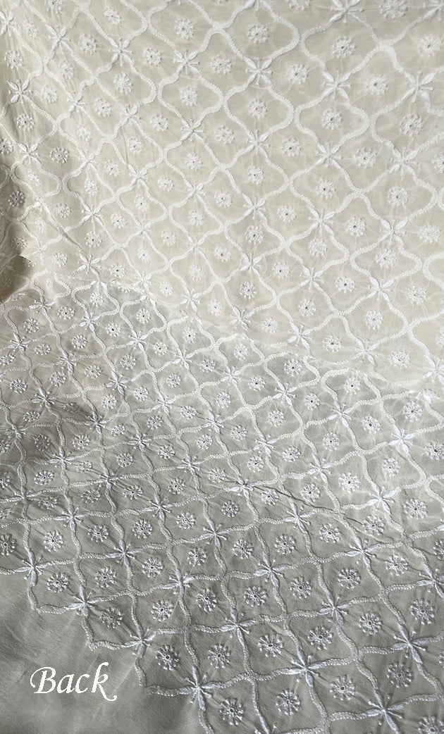 Lucknowi Handcrafted Pure Silk Georgette Chikankari Unstitched Men's Kurta Fabric - HONC0313303