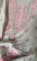 Load image into Gallery viewer, Women&#39;s Lakhnavi Handcrafted Mul Chanderi Semi - stitched Kurta And Dupatta Set- HONC0314868

