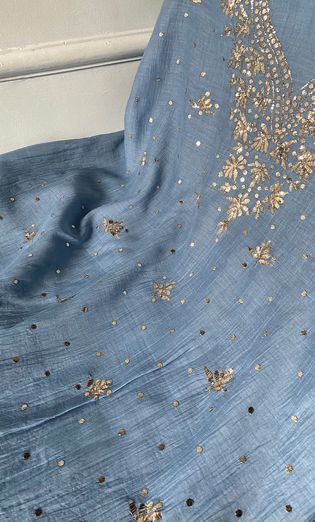 Mul Chanderi Kurta And Dupatta SetWomen's Lakhnavi Handcrafted Mul Chanderi Kurta And Dupatta Set- HONC0338722