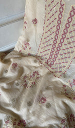 Load image into Gallery viewer, Women's Lakhnavi Handcrafted Chanderi Silk Unstitched Chikankari Full Suit - HONC0352032