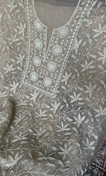 将图像加载到图库查看器中， Women's Lakhnavi Handcrafted Pure Organza Chikankari Unstitched Kurta And Dupatta Set- HONC0319969