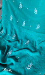 Load image into Gallery viewer, Women&#39;s Lakhnavi Handcrafted Pure Silk Georgette Chikankari Kurta And Dupatta Set- HONC0258089
