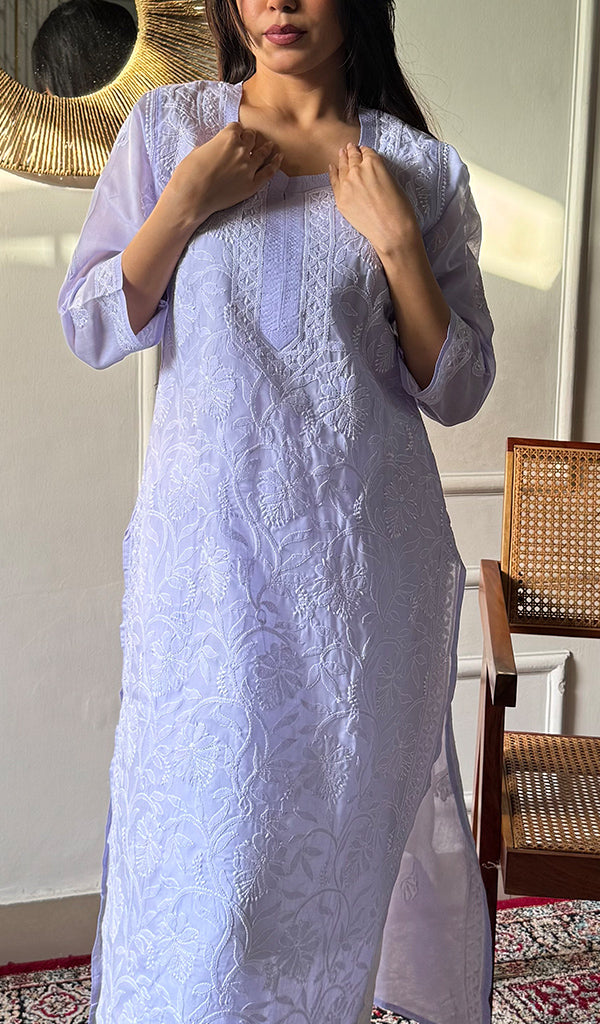 Anisa Women's Lakhnavi Handcrafted Cotton Chikankari Kurti - HONC0356958