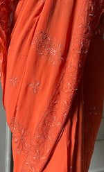 Load image into Gallery viewer, Women&#39;s Lakhnavi Handcrafted Viscose Georgette Chikankari Saree - HONC0290058
