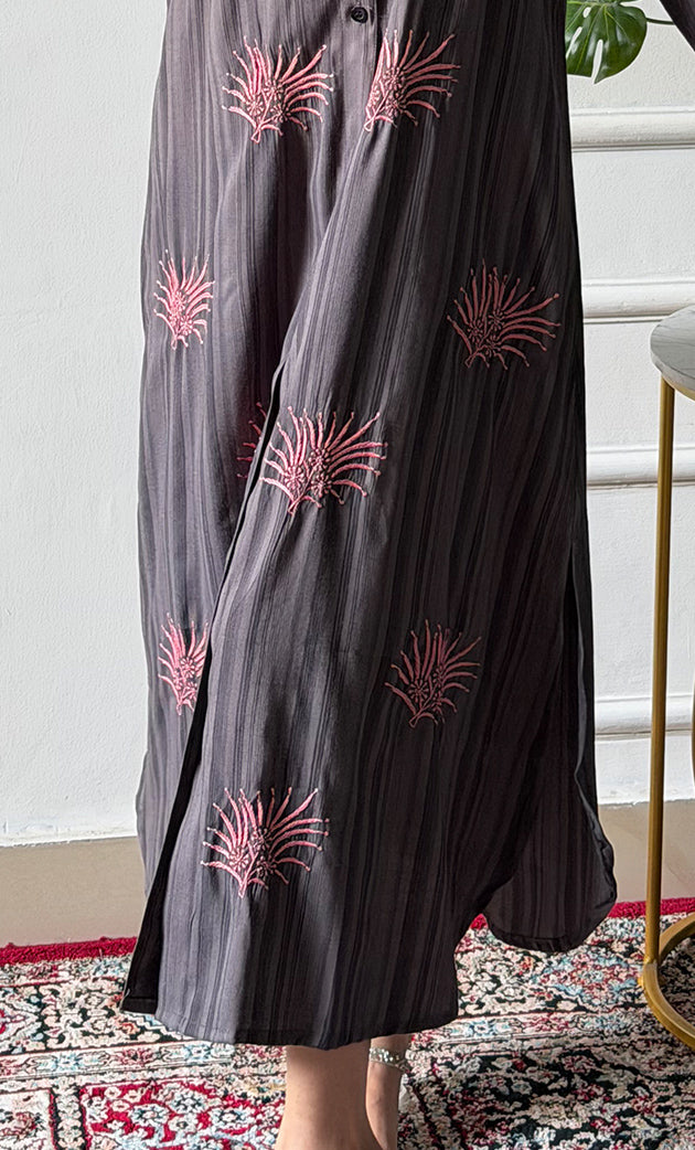 Vaishali Women's Lucknowi Handcrafted Cotton Chikankari Long Dress - HONC0341150