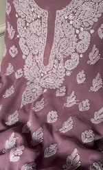 Laila Women's Lucknowi Handcrafted Faux-Georgette Unstitched  Chikankari Suit Material - HONC0330373