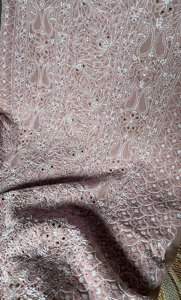 Women's Lakhnavi Handcrafted Unstitched Cotton Chikankari Suit Material - HONC0264453