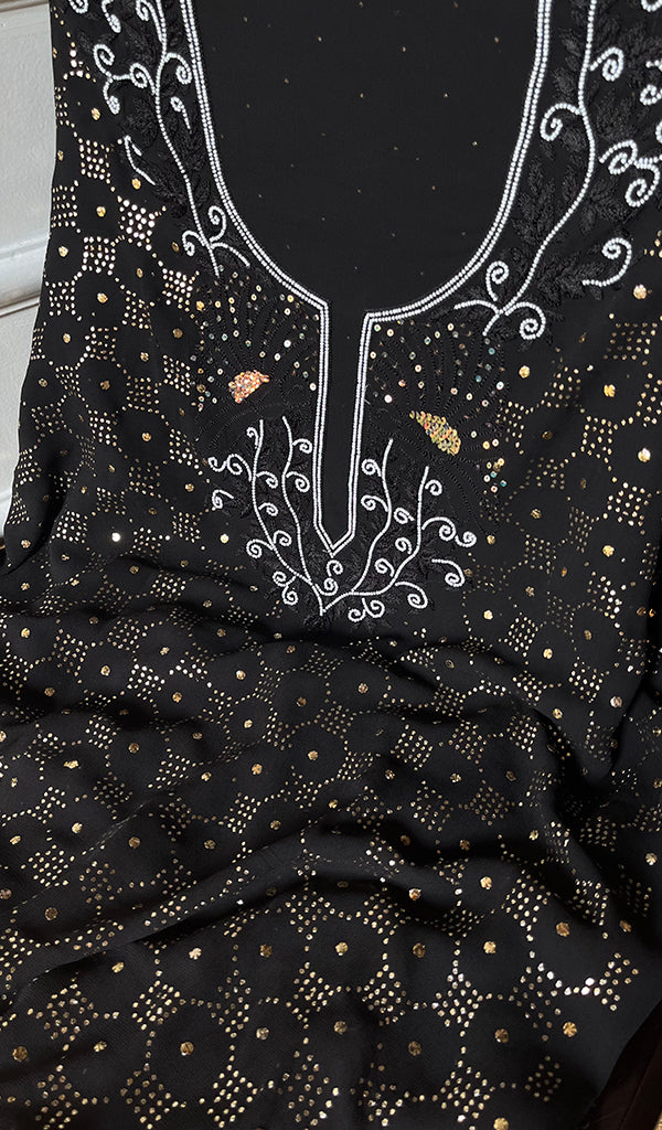Women's Lucknowi Handcrafted Viscose Georgette Chikankari Kurta Dupatta Set- HONC0290512