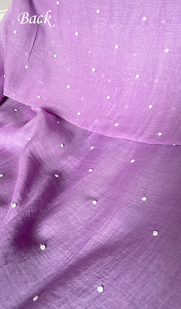 Women's Lakhnavi Handcrafted Unstitchd Mul Chanderi Kurta And Dupatta Set - HONC0330025