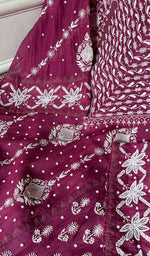Load image into Gallery viewer, Aarushi Women's Lakhnavi Handcrafted Mul Chanderi Semi - stitched Chikankari Full Suit Material - HONC0360091