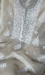 Load image into Gallery viewer, Women&#39;s Lakhnavi Handcrafted Organza Chikankari Unstitched Full Suit Material - HONC0284619

