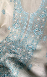 Load image into Gallery viewer, Women&#39;s Lakhnavi Handcrafted Pure Organza Chikankari Unstitched Kurta And Dupatta Set- HONC0321293
