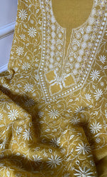 Load image into Gallery viewer, Women&#39;s Lakhnavi Handcrafted Tissue Chanderi Unstitched Chikankari Kurta And Dupatta Set - HONC0270060
