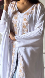 Load image into Gallery viewer, Women's Lucknowi Handcrafted Cotton Chikankari Kaftan - HONC0352340