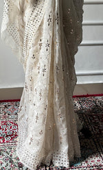 将图像加载到图库查看器中， Women&#39;s Lucknowi Handcrafted Pure Organza Silk Chikankari Saree - HONC0328518
