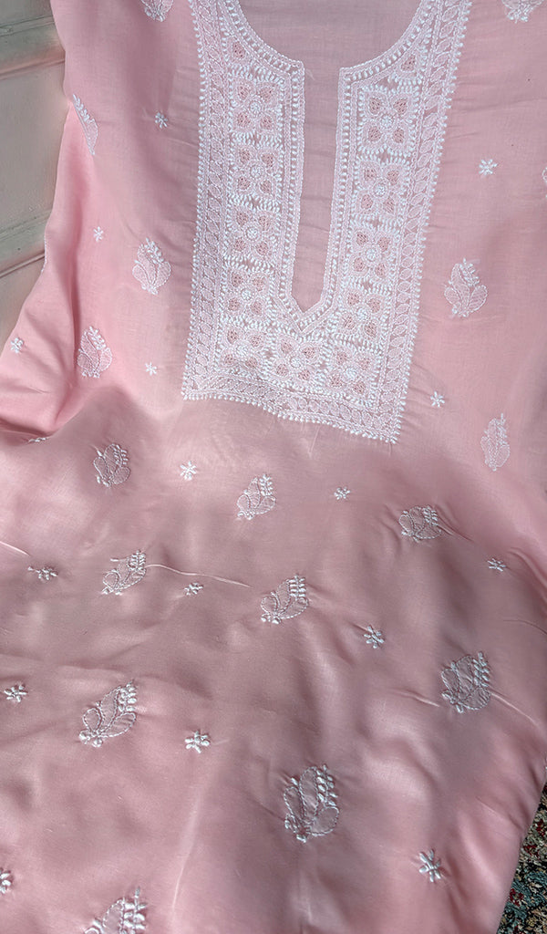 Women's Lakhnavi Handcrafted Cotton Unstitched Chikankari Suit Material - HONC0374488