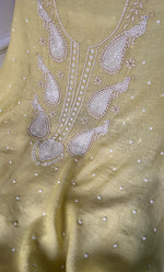 Load image into Gallery viewer, Mor Women's Lakhnavi Handcrafted Mul Chanderi Unstitched Chikankari Full Suit Material - HONC0330320