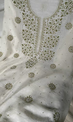 Load image into Gallery viewer, Women&#39;s Lakhnavi Handcrafted Mul Chanderi Unstitched Kurta And Dupatta Set- HONC0317816
