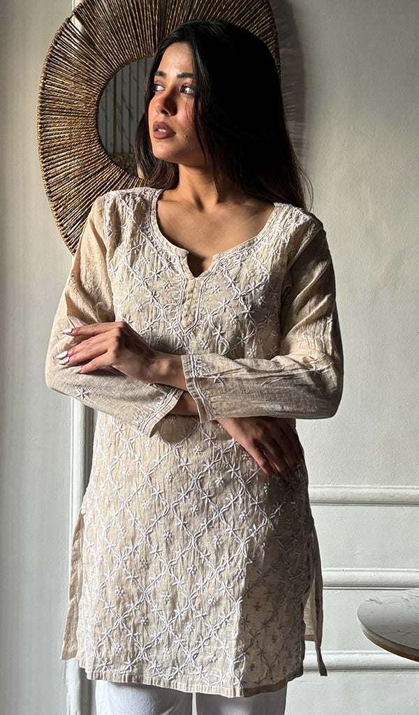 Women's Lakhnavi Handcrafted Cotton Chikankari Top - HONC0347034