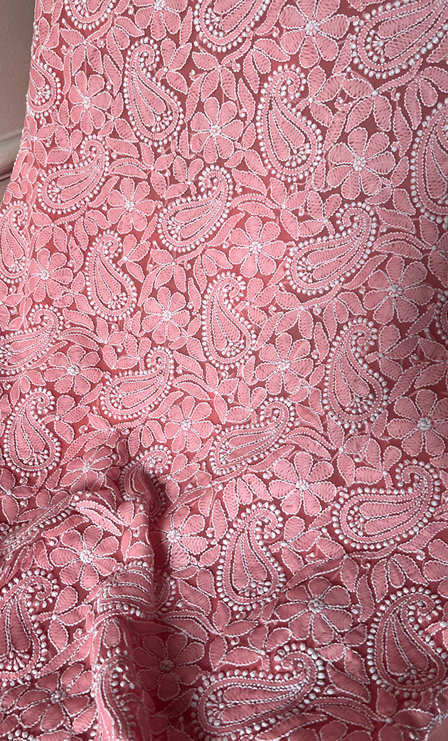 Vamika Women's Lucknowi Handcrafted Faux-Georgette Unstitched Chikankari Suit Material - HONC0330342