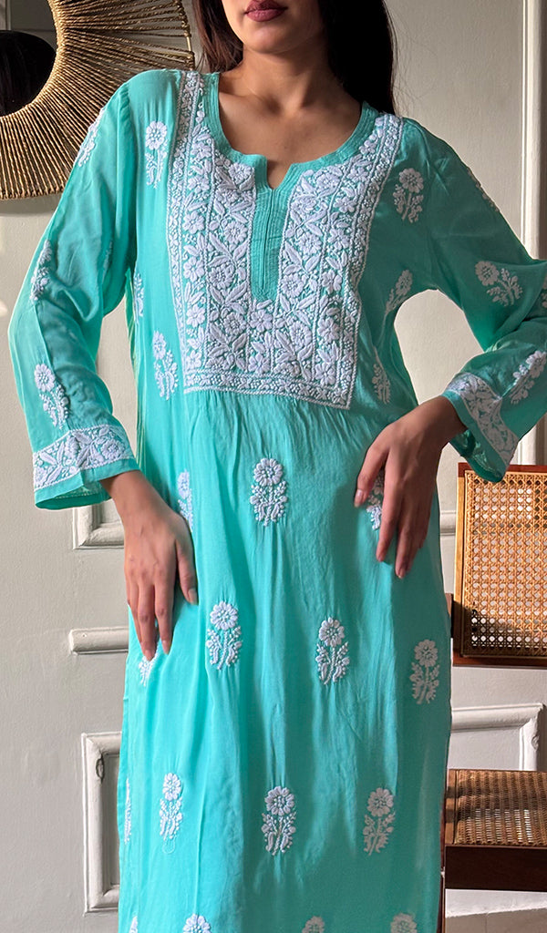 Rupam Women's Lucknowi Handcrafted Modal Cotton Chikankari Kurti - HONC0211887