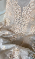 Load image into Gallery viewer, Women&#39;s Lakhnavi Handcrafted Organza Chikankari Unstitched Full Suit Material - HONC0271202
