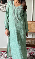 Load image into Gallery viewer, Women's Lakhnavi Handcrafted Viscose Georgette Chikankari Kurti - HONC0318834