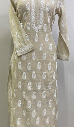 Load image into Gallery viewer, Women&#39;s Lakhnavi Handcrafted Tissue Chanderi Chikankari Kurti - HONC0102423
