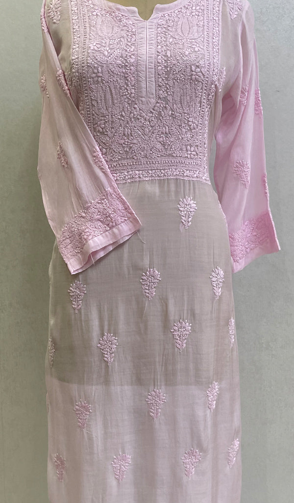 Women's Lucknowi Handcrafted Muslin Chikankari Kurti - HONC0143429