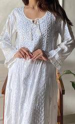 Load image into Gallery viewer, Women&#39;s Lucknowi Handcrafted Muslin Chikankari Kurti - HONC0292647
