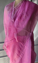 将图像加载到图库查看器中， Women&#39;s Lucknowi Handcrafted Pure Organza Silk Chikankari Saree - HONC0270898
