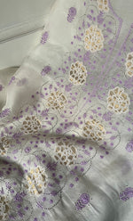 Load image into Gallery viewer, Women's Lakhnavi Handcrafted Pure Organza Chikankari Unstitched Kurta And Dupatta Set- HONC0336955